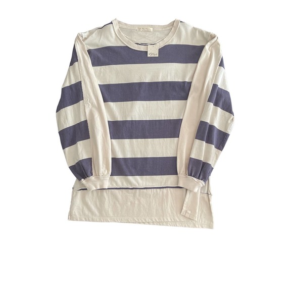 Free People Stripe Oversize Shirt in Quarry Combo - Picture 2 of 3